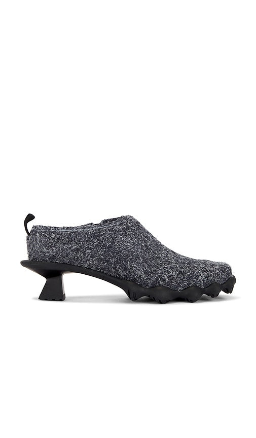 Dirt Range Mule in Grey | Black Brushed Suede Closed Toe Mules for Women