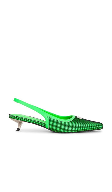 Dirt Slingbacks in Green | Neon Green & Mesh Sling Back Heels for Women