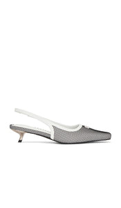 Dirt Slingbacks in White | White & Mesh Sling Back Heels for Women