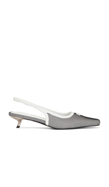 Dirt Slingbacks in White | White & Mesh Sling Back Heels for Women