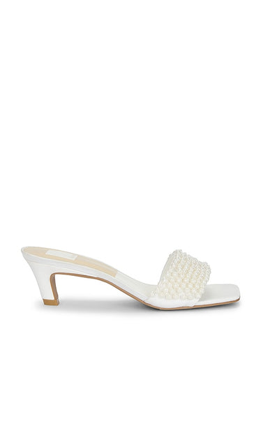 Dolce Vita Rexa Pearl Heel in White | Off White Open Toe Heels for Women