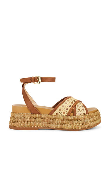 Dolce Vita Wriley Sandal in Neutral | Saddle Woven Raffia Platform Sandals for Women
