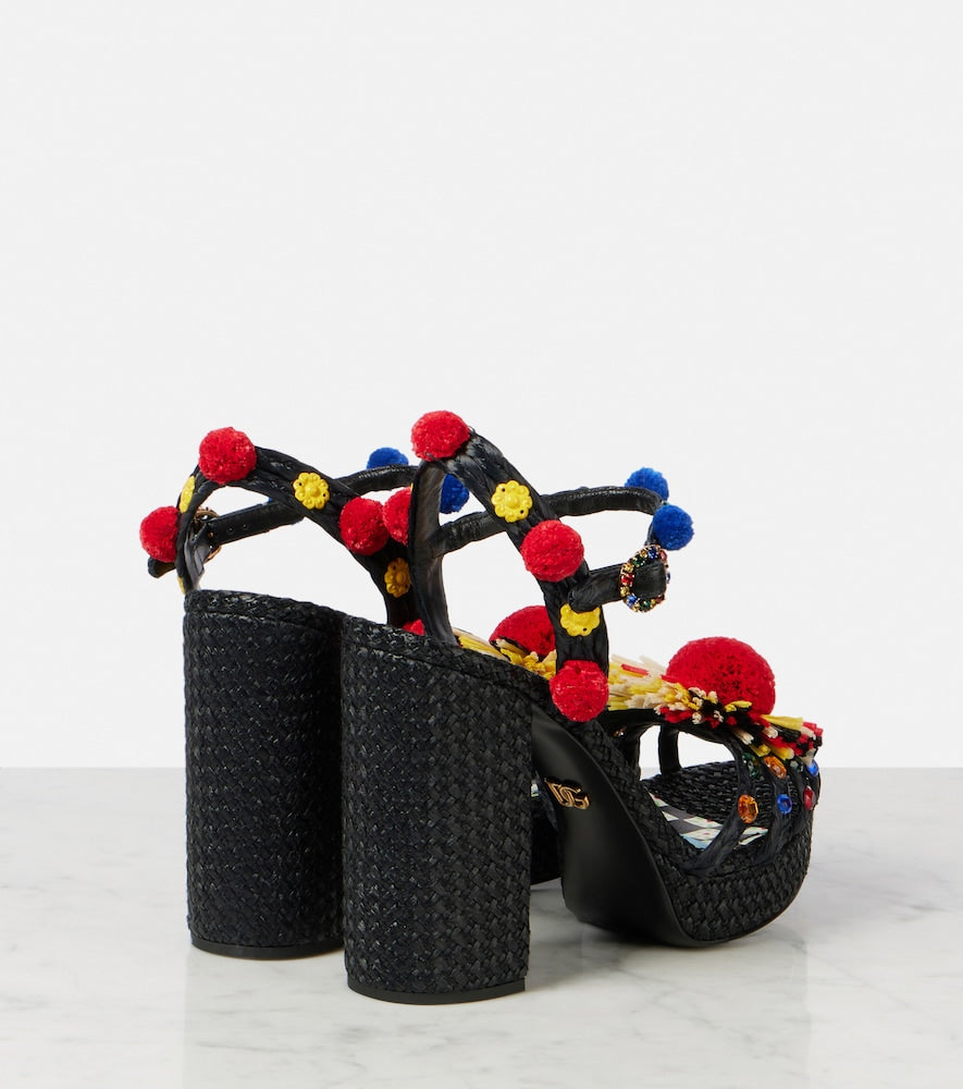 Dolce&Gabbana 105 embellished raffia sandals