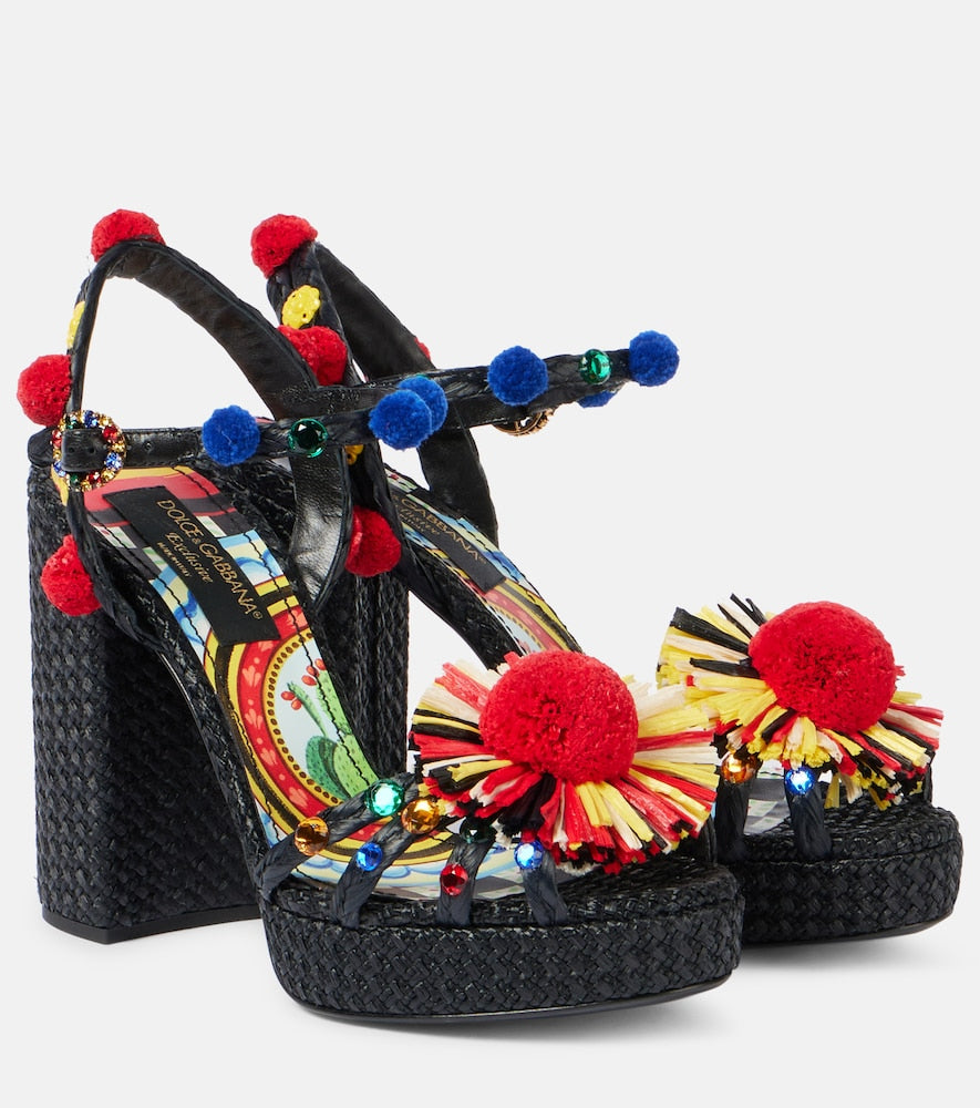 Dolce&Gabbana 105 embellished raffia sandals