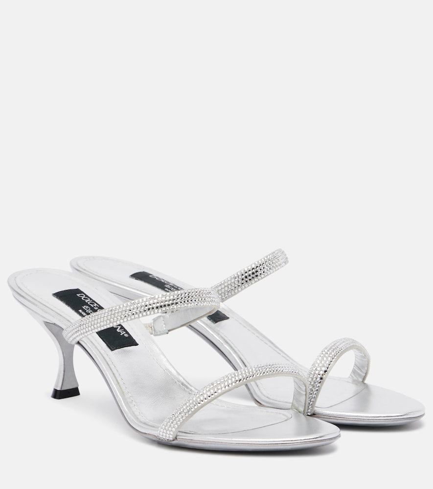 Dolce&Gabbana 60 crystal-embellished satin mules