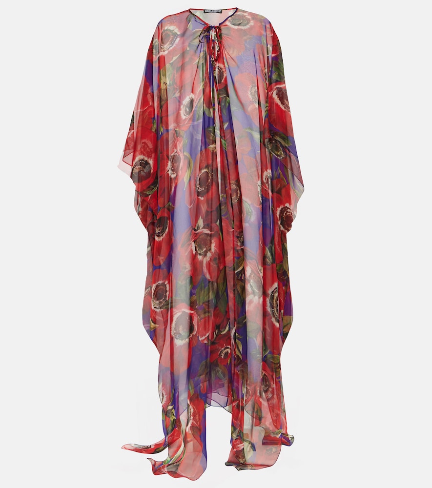 Dolce&Gabbana Anemone silk chiffon kaftan. Dolce&Gabbana 海葵真丝雪纺长罩衫裙