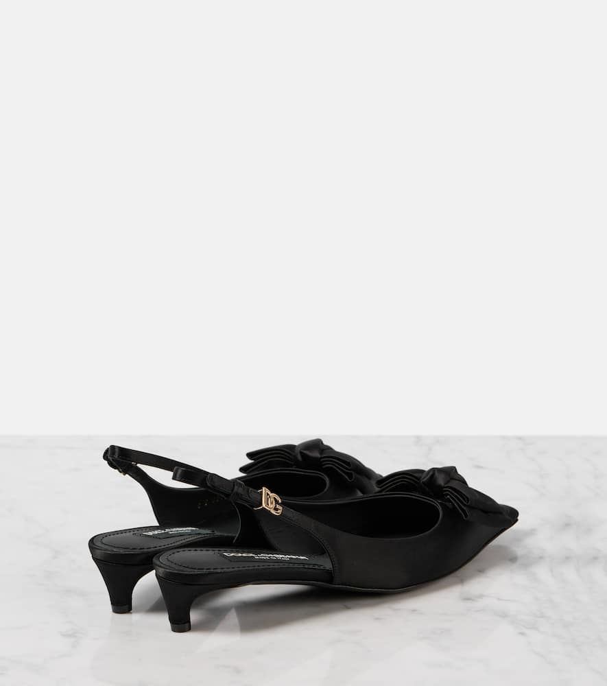 Dolce&Gabbana Bow-detail satin slingback pumps