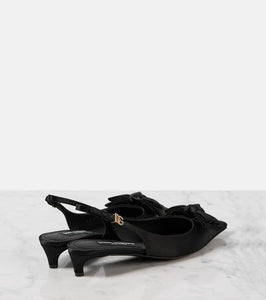 Dolce&Gabbana Bow-detail satin slingback pumps