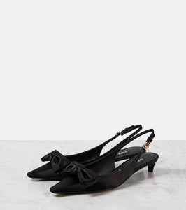Dolce&Gabbana Bow-detail satin slingback pumps