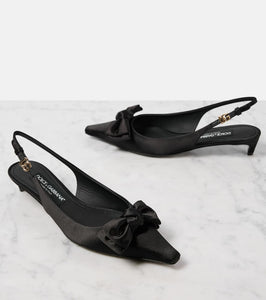 Dolce&Gabbana Bow-detail satin slingback pumps
