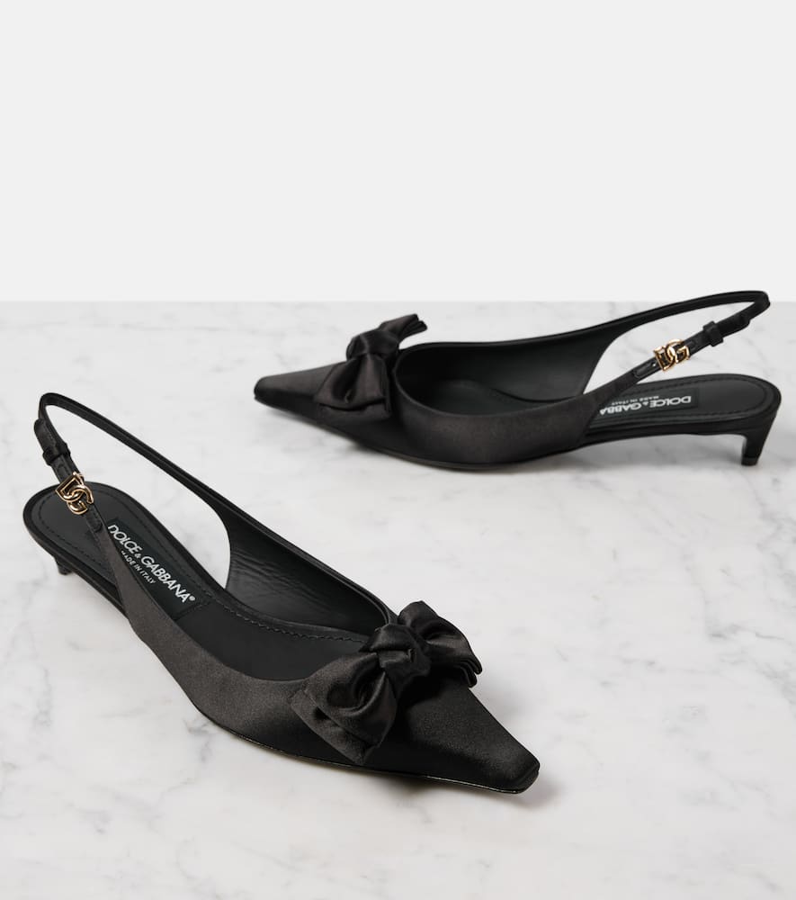 Dolce&Gabbana Bow-detail satin slingback pumps