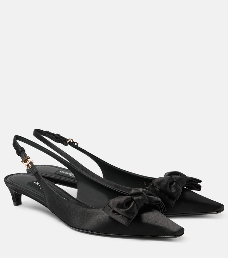 Dolce&Gabbana Bow-detail satin slingback pumps