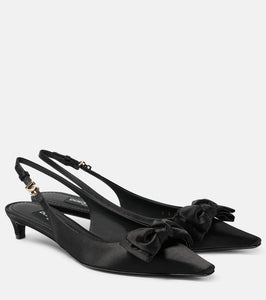 Dolce&Gabbana Bow-detail satin slingback pumps