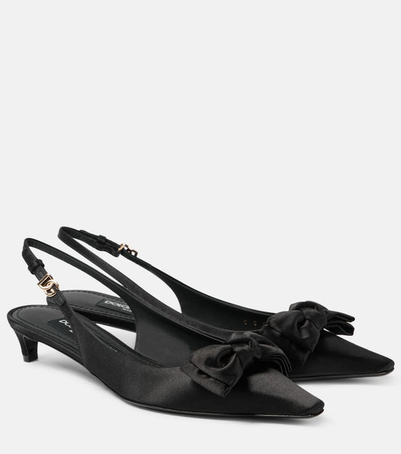 Dolce&Gabbana Bow-detail satin slingback pumps