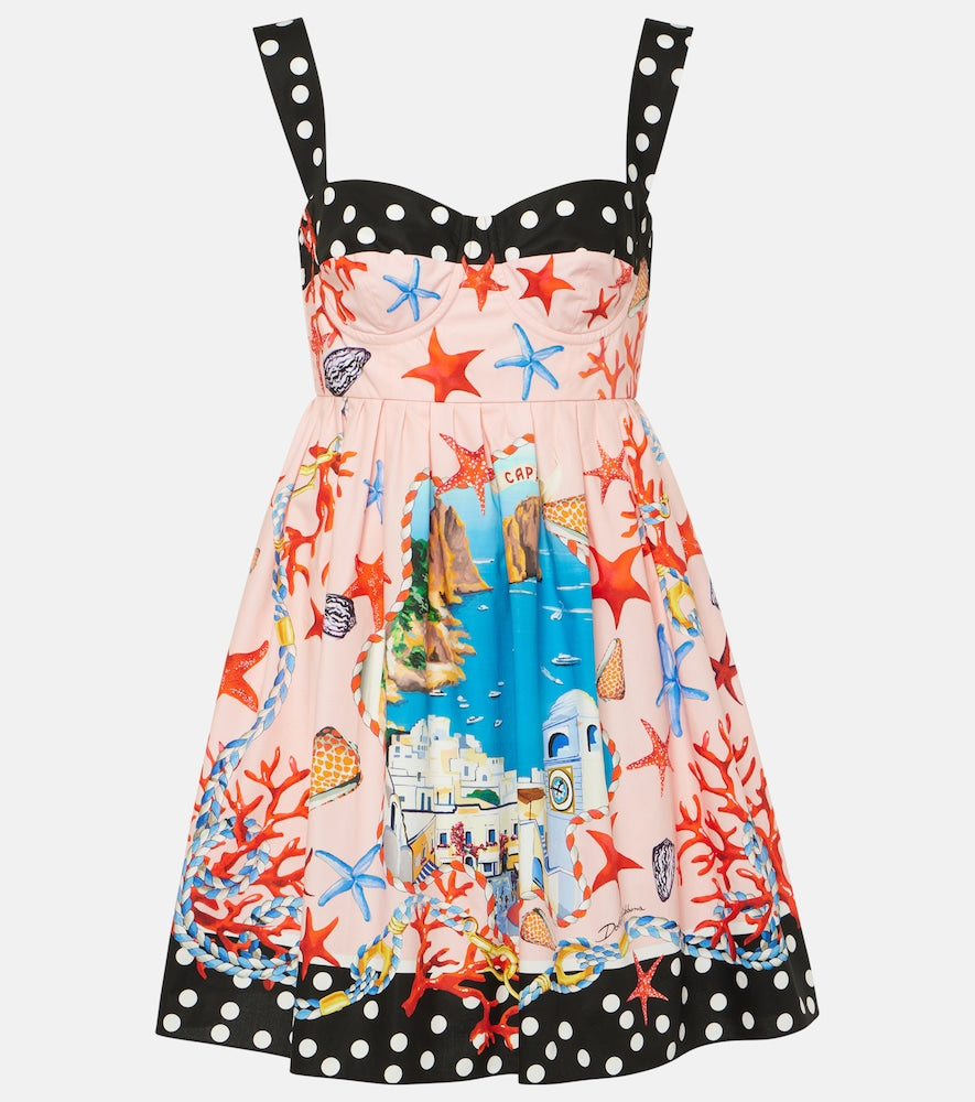 Dolce&Gabbana Capri printed cotton minidress. Dolce&Gabbana Capri印花棉质迷你连衣裙