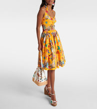 Dolce&Gabbana Capri printed shirred cotton midi dress