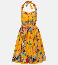 Dolce&Gabbana Capri printed shirred cotton midi dress. Dolce&Gabbana Capri印花褶皱棉质中长连衣裙