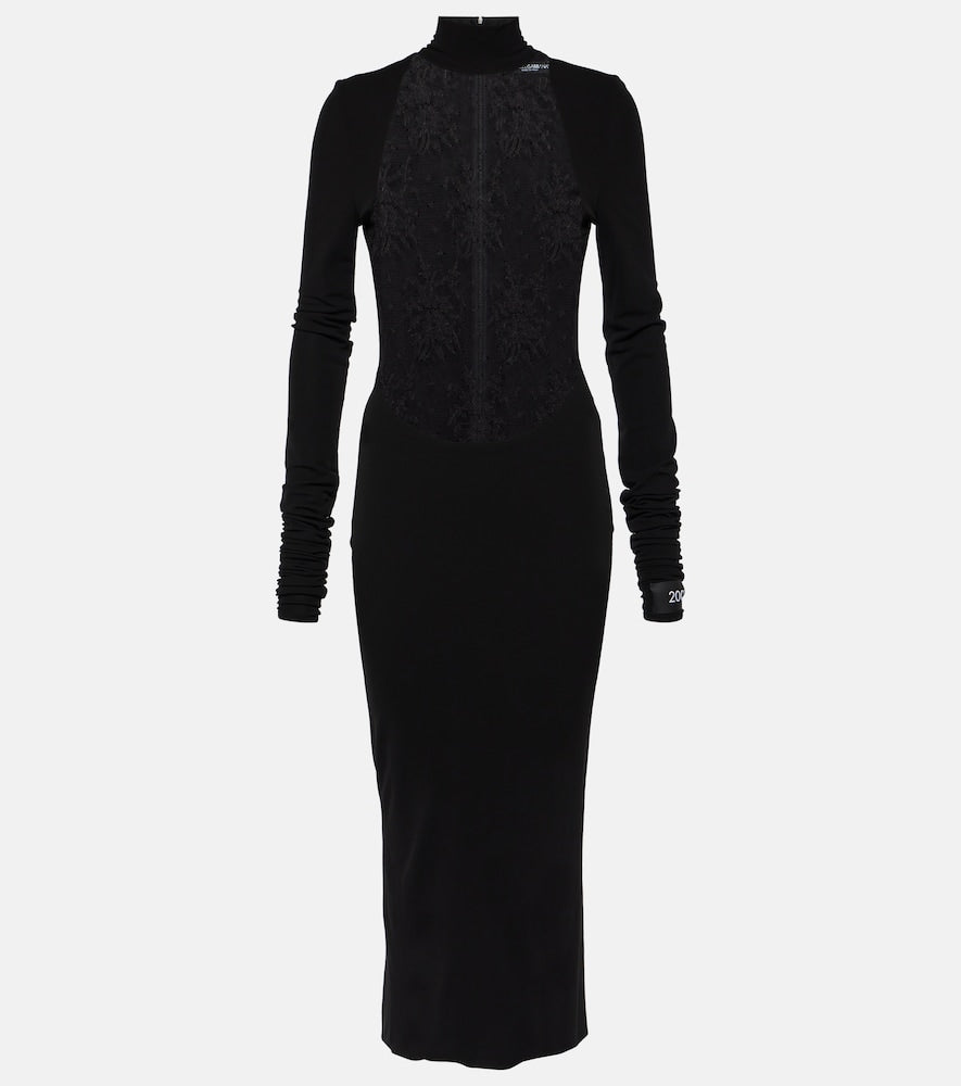 Dolce&Gabbana Chantilly lace and jersey midi dress. Dolce&Gabbana Chantilly蕾丝针织中长连衣裙