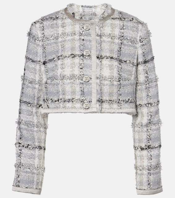 Dolce&Gabbana Checked cropped lam√É¬© tweed jacket
