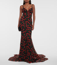 Dolce&Gabbana Cherry printed silk chiffon gown