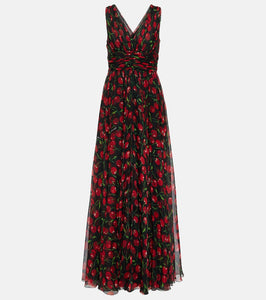 Dolce&Gabbana Cherry silk chiffon gown
