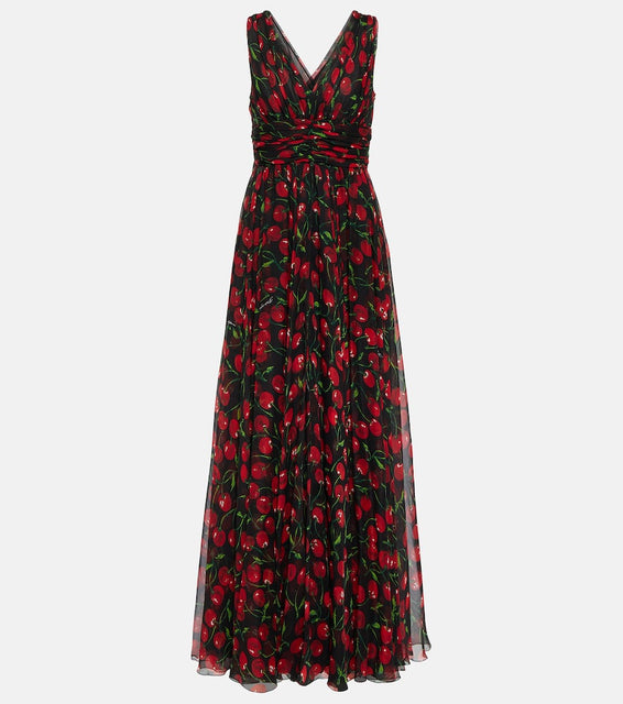 Dolce&Gabbana Cherry silk chiffon gown