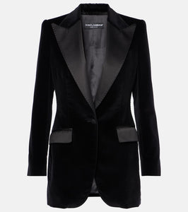 Dolce&Gabbana Cotton and silk-blend velvet tuxedo jacket