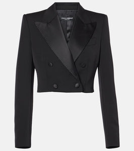 Dolce&Gabbana Cropped cotton-blend tuxedo jacket