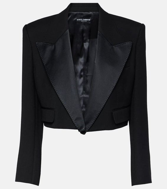 Dolce&Gabbana Cropped wool-blend tuxedo blazer