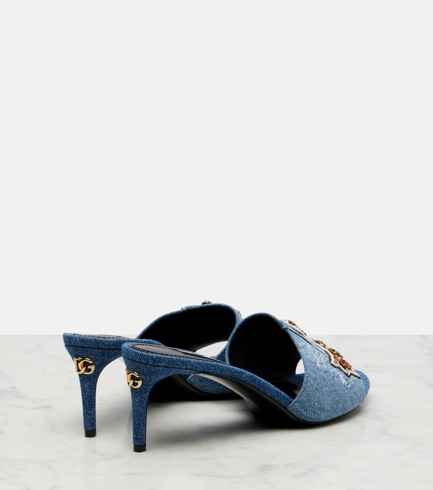 Dolce&Gabbana Crystal-embellished denim mules