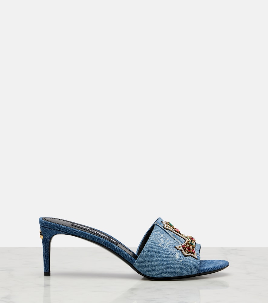 Dolce&Gabbana Crystal-embellished denim mules