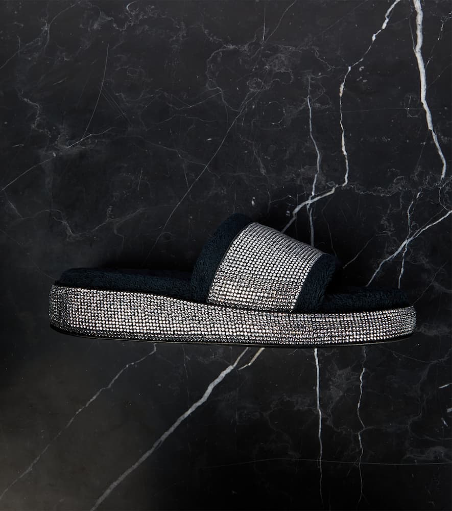 Dolce&Gabbana Crystal-embellished terrycloth slides