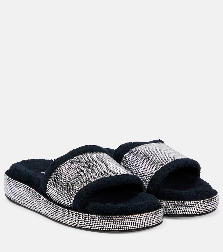 Dolce&Gabbana Crystal-embellished terrycloth slides