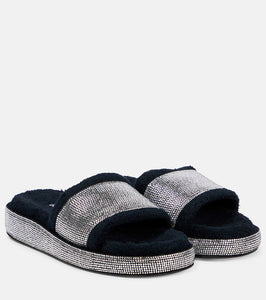 Dolce&Gabbana Crystal-embellished terrycloth slides