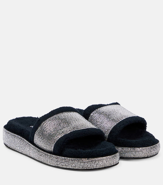 Dolce&Gabbana Crystal-embellished terrycloth slides