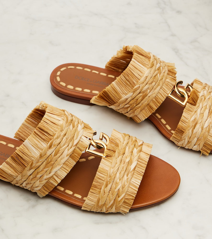 Dolce&Gabbana DG braided raffia-effect sandals