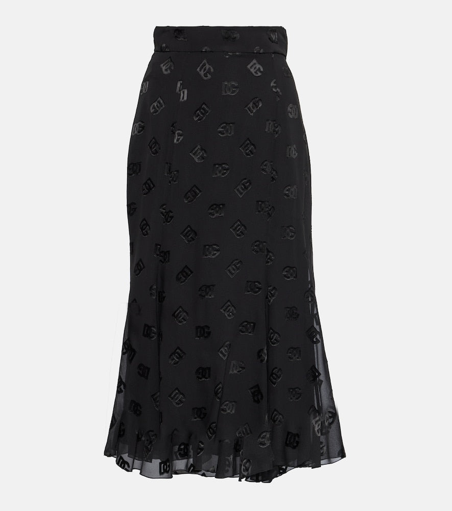 Dolce&Gabbana DG devor√É¬© satin midi skirt - Dolce&Gabbana DG devor√É¬© 缎面中长裙