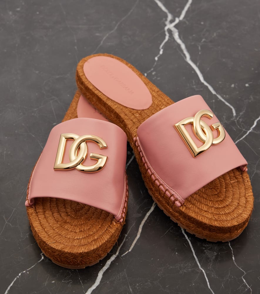 Dolce&Gabbana DG leather espadrille slides