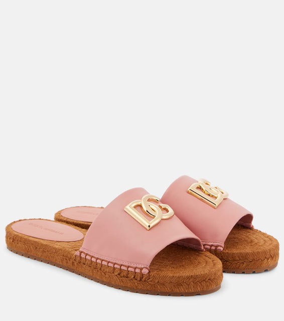 Dolce&Gabbana DG leather espadrille slides