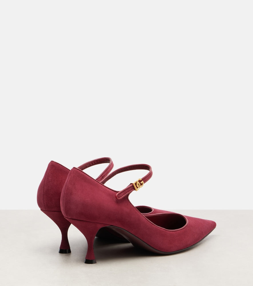 Dolce&Gabbana DG leather-trimmed suede Mary Jane pumps