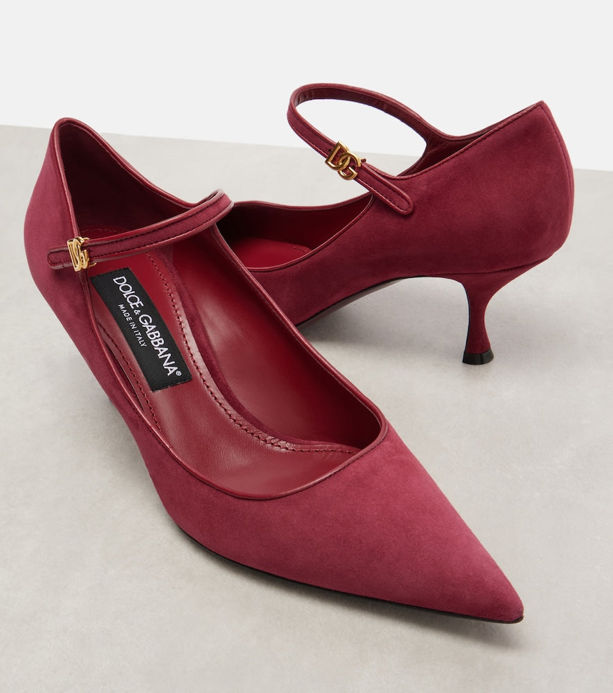 Dolce&Gabbana DG leather-trimmed suede Mary Jane pumps