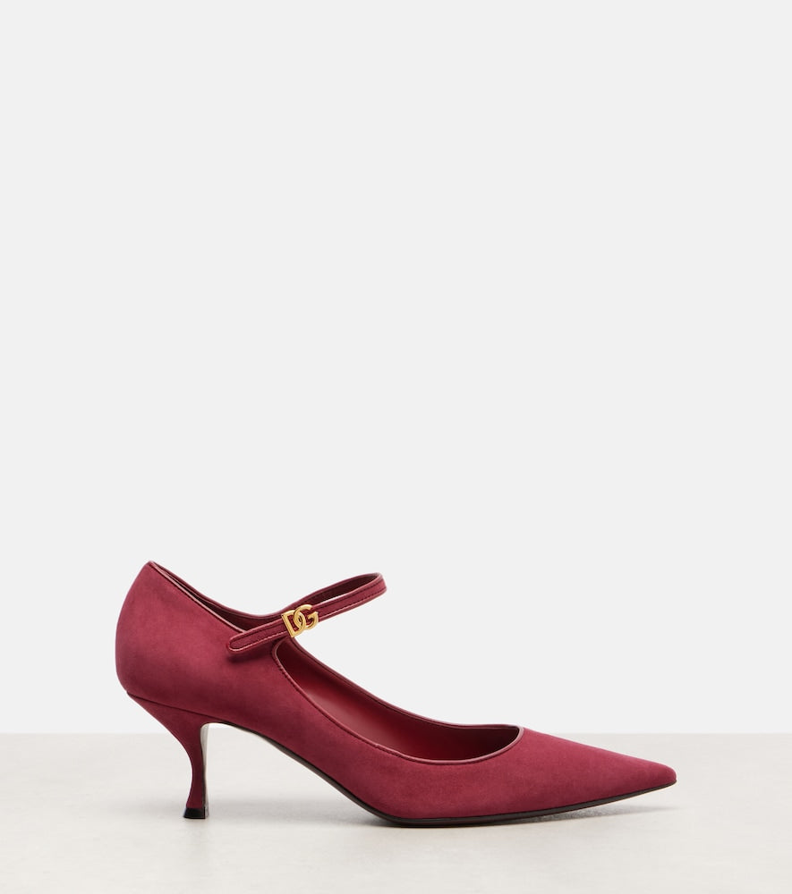 Dolce&Gabbana DG leather-trimmed suede Mary Jane pumps