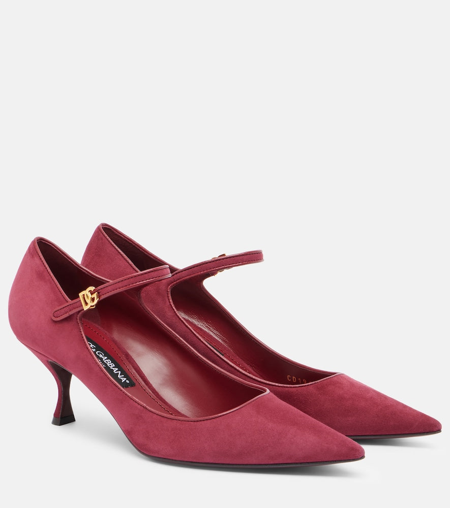 Dolce&Gabbana DG leather-trimmed suede Mary Jane pumps