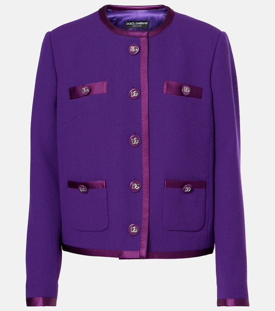 Dolce&Gabbana DG satin-trimmed wool-blend cr√É¬™pe jacket