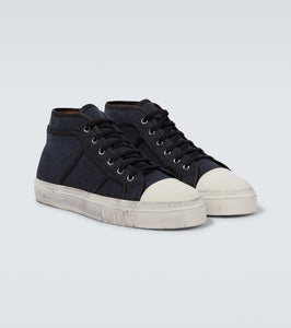 Dolce&Gabbana Denim leather-trimmed sneakers