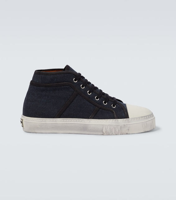 Dolce&Gabbana Denim leather-trimmed sneakers