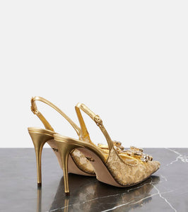 Dolce&Gabbana Embellished lace slingback pumps