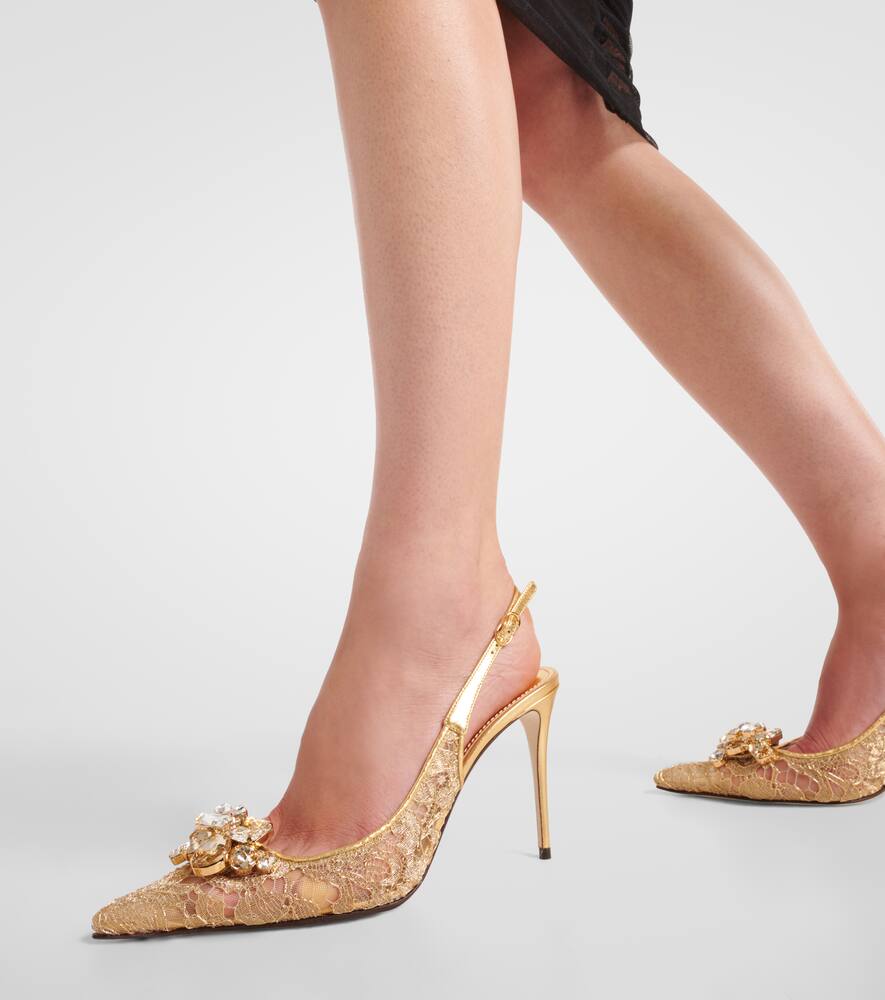 Dolce&Gabbana Embellished lace slingback pumps