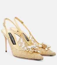 Dolce&Gabbana Embellished lace slingback pumps