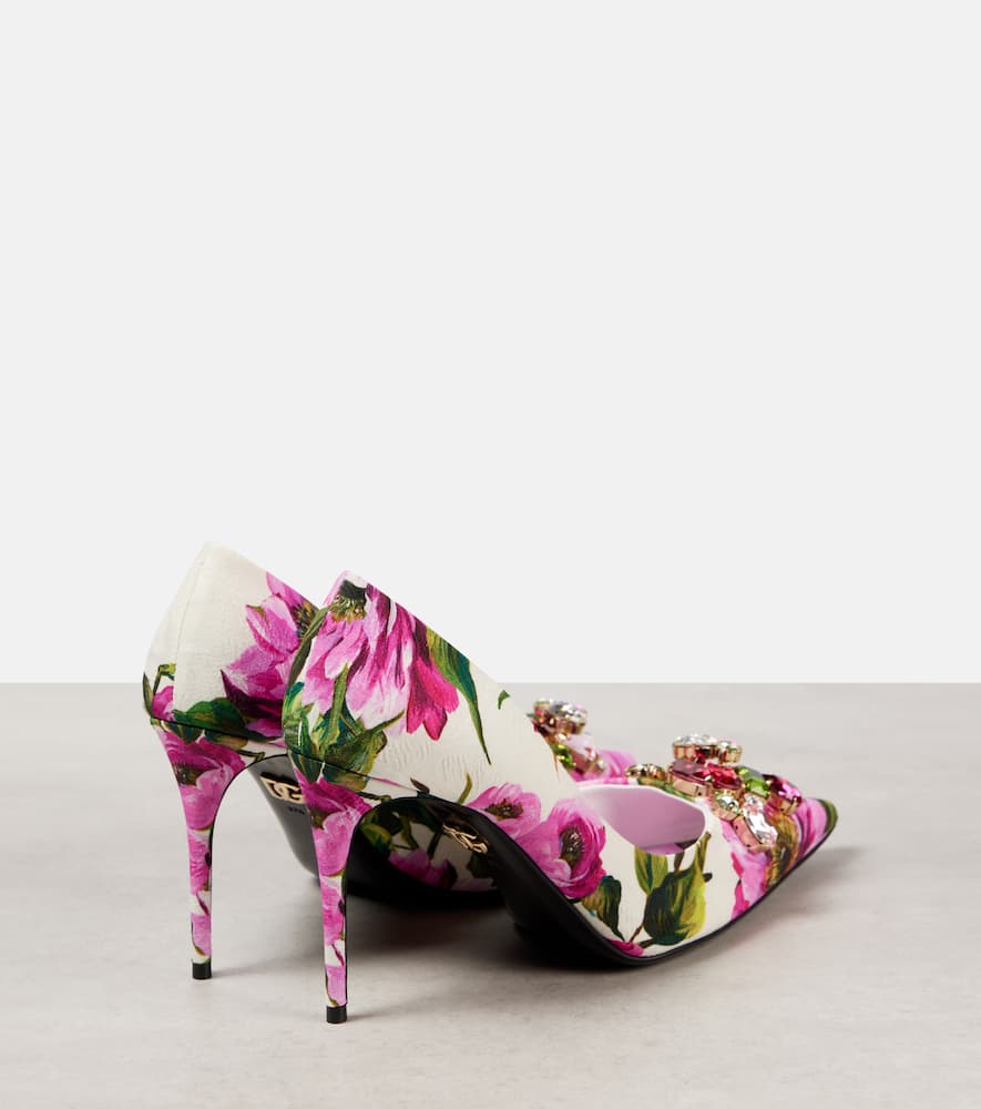 Dolce&Gabbana Embellished leather-trimmed pumps